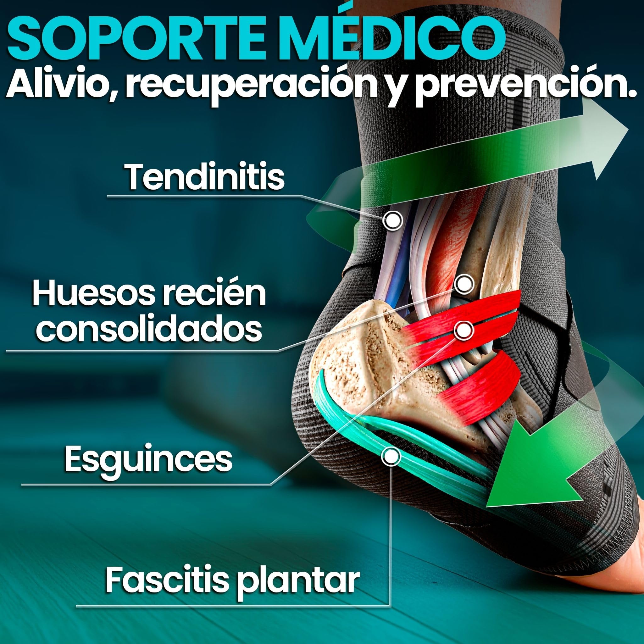 NativoDex Tobillera para Estabilizar y Prevenir Torceduras, Soporte y Compresión para Lesiones en el Tobillo, Deportiva con Ajuste Personalizado, para Ambos Pies