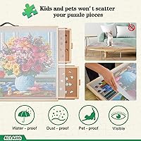 Vista 6 de ALL4JIG 1000 piezas 2 en 1 tabla de rompecabezas inclinable y giratoria, 30.16 x 22.44 pulgadas, tablero de rompecabezas de ángulo ajustable con 4