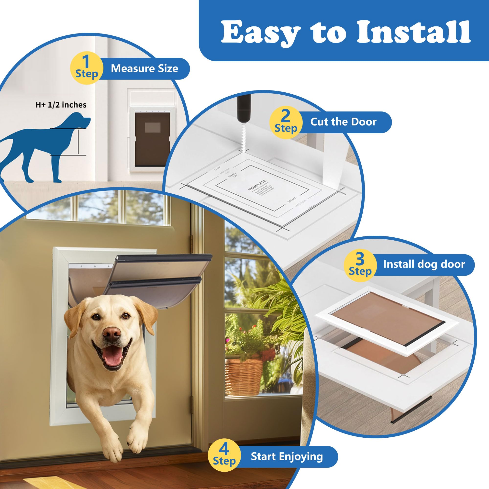 Gattaiola per Cani taglia Media – Aluminio, Bloqueable para Seguridad, Fácil Entrada & Salida, Resistente a Condiciones Climáticas Extremas, Hasta 50 kg