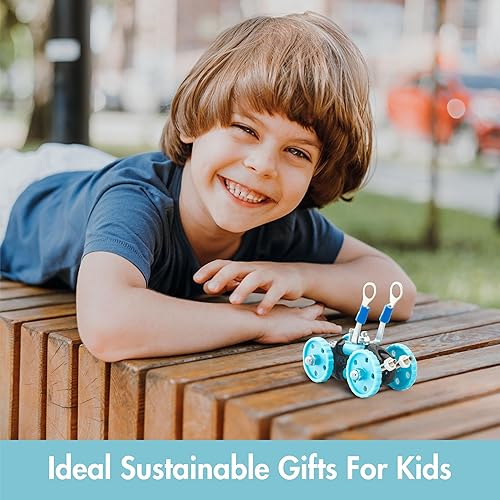 Miniatura 6 de The Off Bits Juegos de construcción de juguetes kit de modelo de vehículo GearBit para niños de 6 años, mini juguetes STEM con tuercas y pernos,