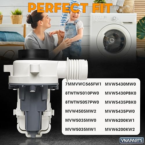 Miniatura 8 de Bomba de drenaje de lavadora W11399437 W11259498 120V 60Hz 1.2A compatible con Whirlpool Maytag Kenmore repuesto 4961028 AP6974144 PS12731241