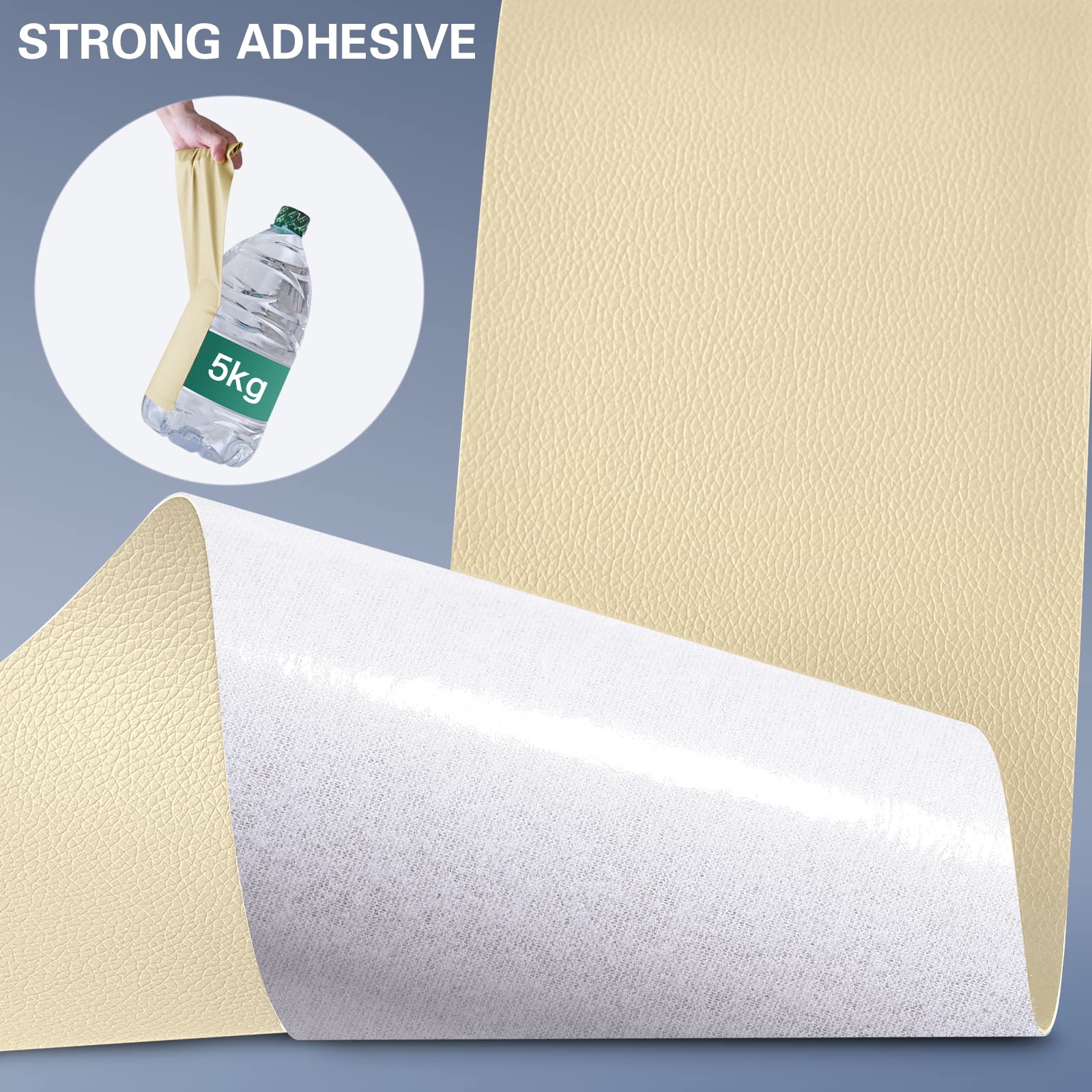 Parche autoadhesivo para reparación de cuero, parches grandes de cuero de 31 x 16 pulgadas, para muebles, kit de reparación de cuero para sofá, asiento de coche, beige claro
