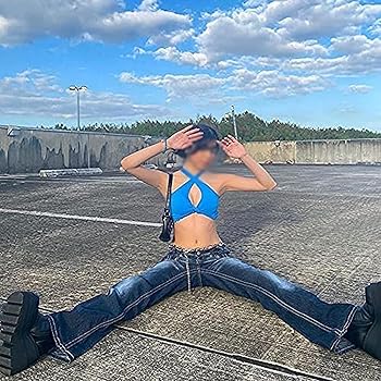Amazon.co.jp: [FUZUAA] 女性用Y2Kローライズジーンズゴシック