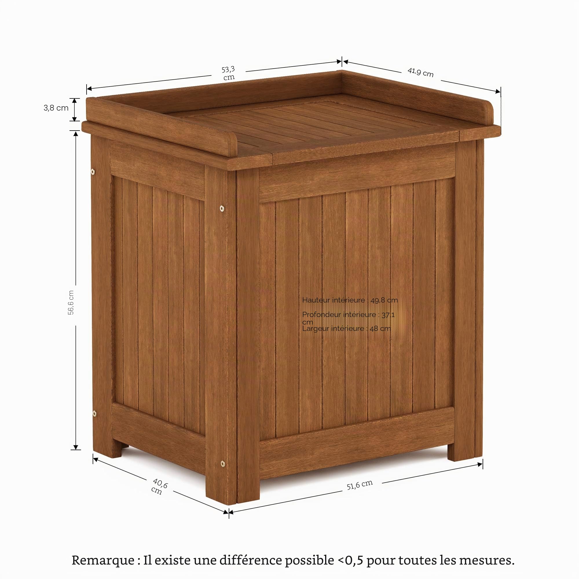 Furinno Tioman Extérieur Bois dur Boîte de Rangement, Naturel