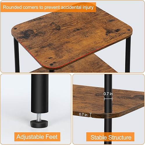 Miniatura 4 de BTY Mesa auxiliar alta de 3 niveles, mesa auxiliar alta, mesa auxiliar pequeña de 30 pulgadas de alto con estantes de almacenamiento, mesita de