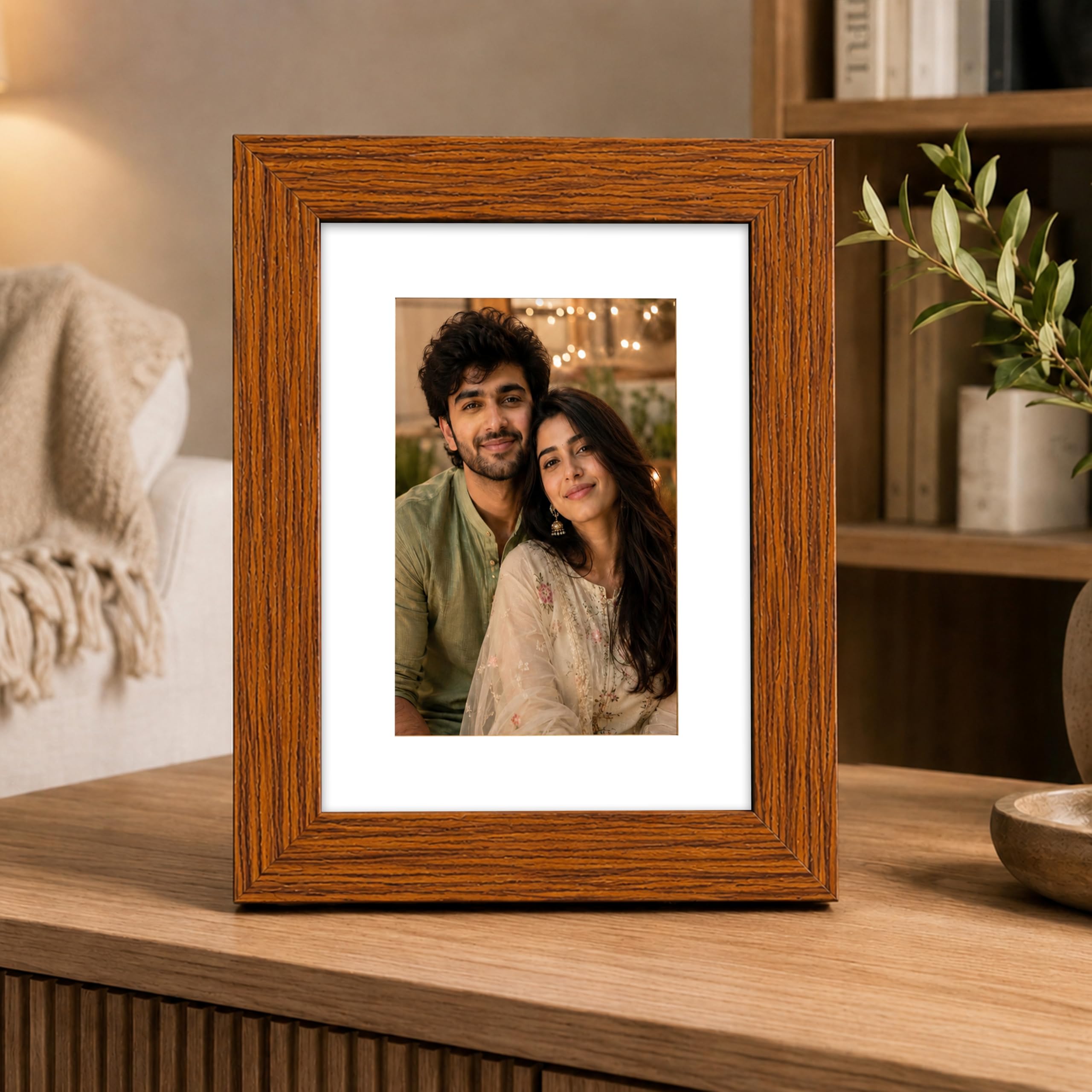 Art Street Table Photo Frame for Home and Office Decoration Table Top Decor (Brown, 6x8 Inch)