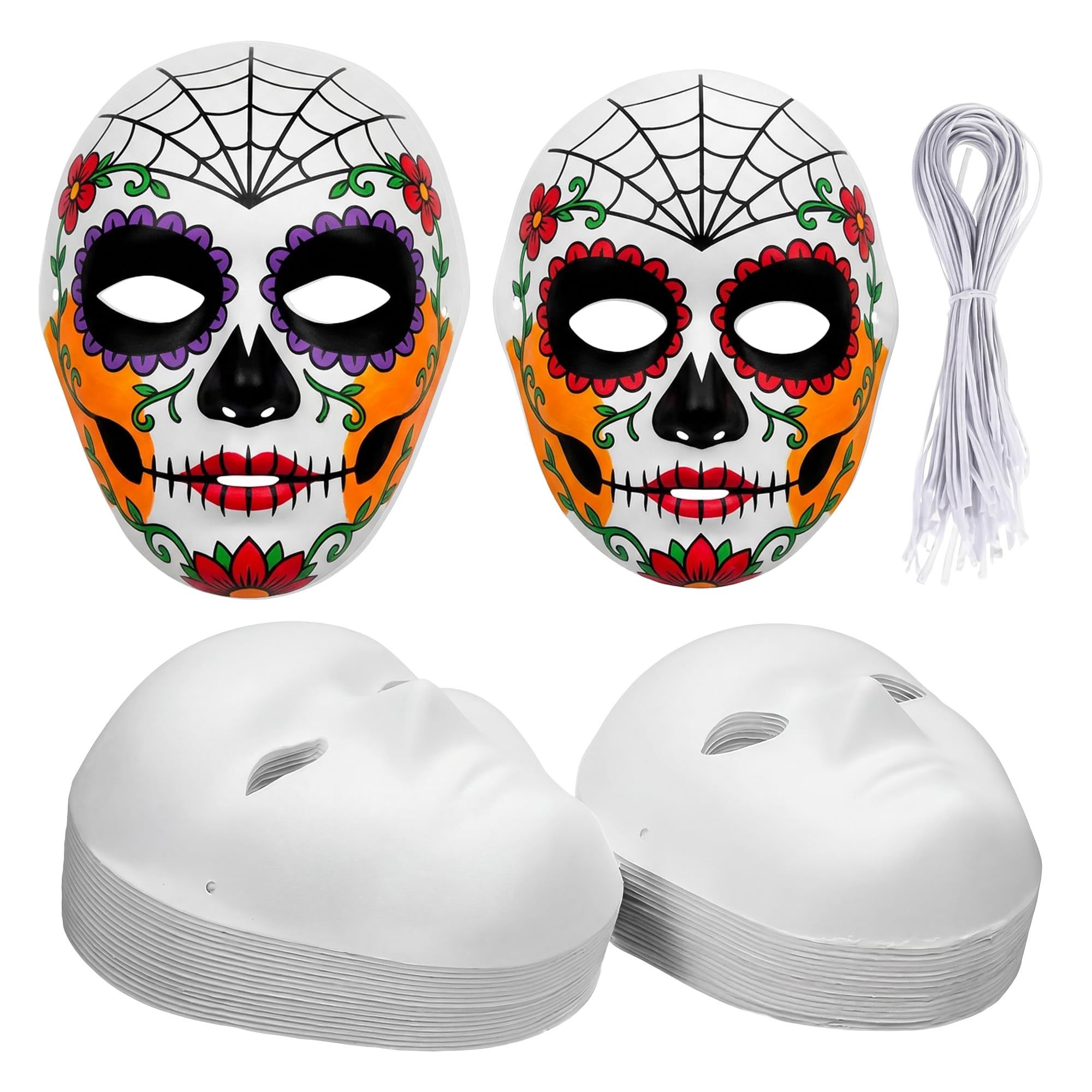 Lifegogo 36Pcs DIY Plain White Mask: 2 Sizes to Decorate Blank Paper Masks