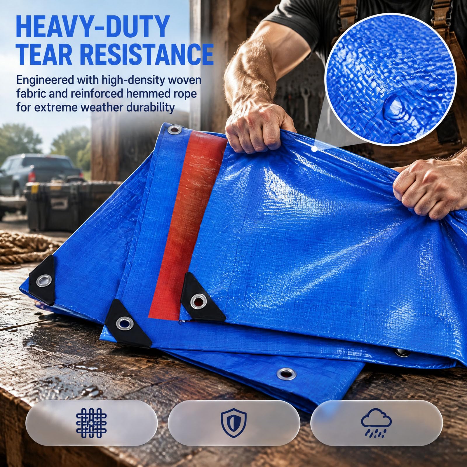 Lona Impermeable Exterior,Toldo Reforzado Resistente a Los Rayos UV Moho