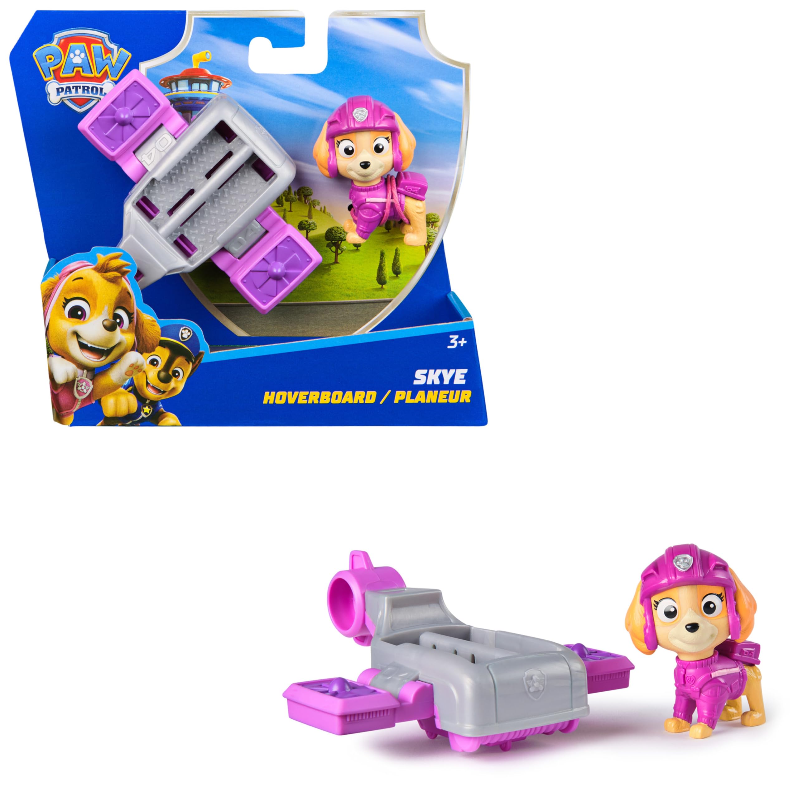PAW PATROL, Skye Action Pup, Spielfigur mit Mini-Rettungsflugzeug mit ausklappbaren Flügeln, Spielzeug für Kinder ab 3 Jahren