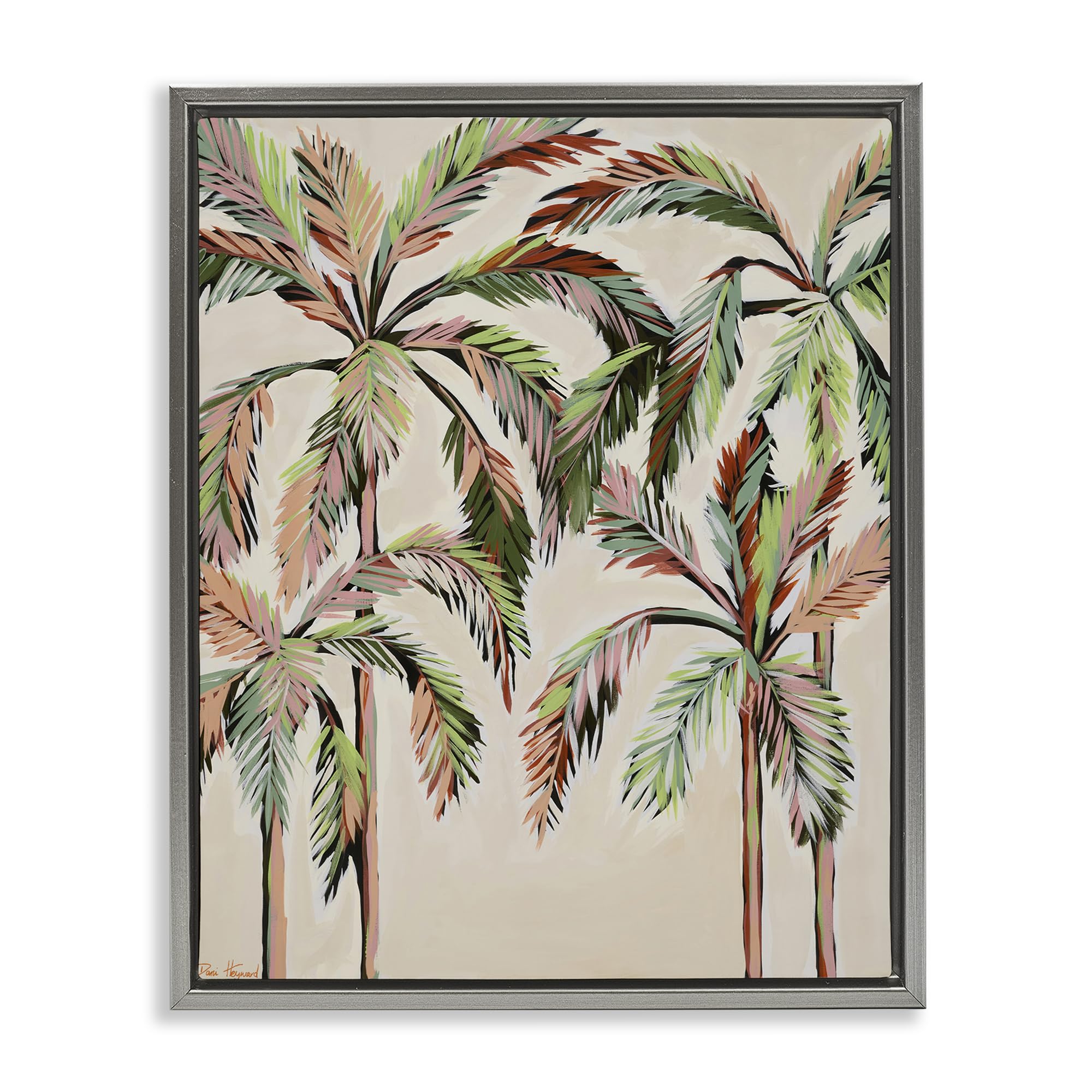 'Blushing Palm Tree Canopy'| Floating Frame Canvas Art