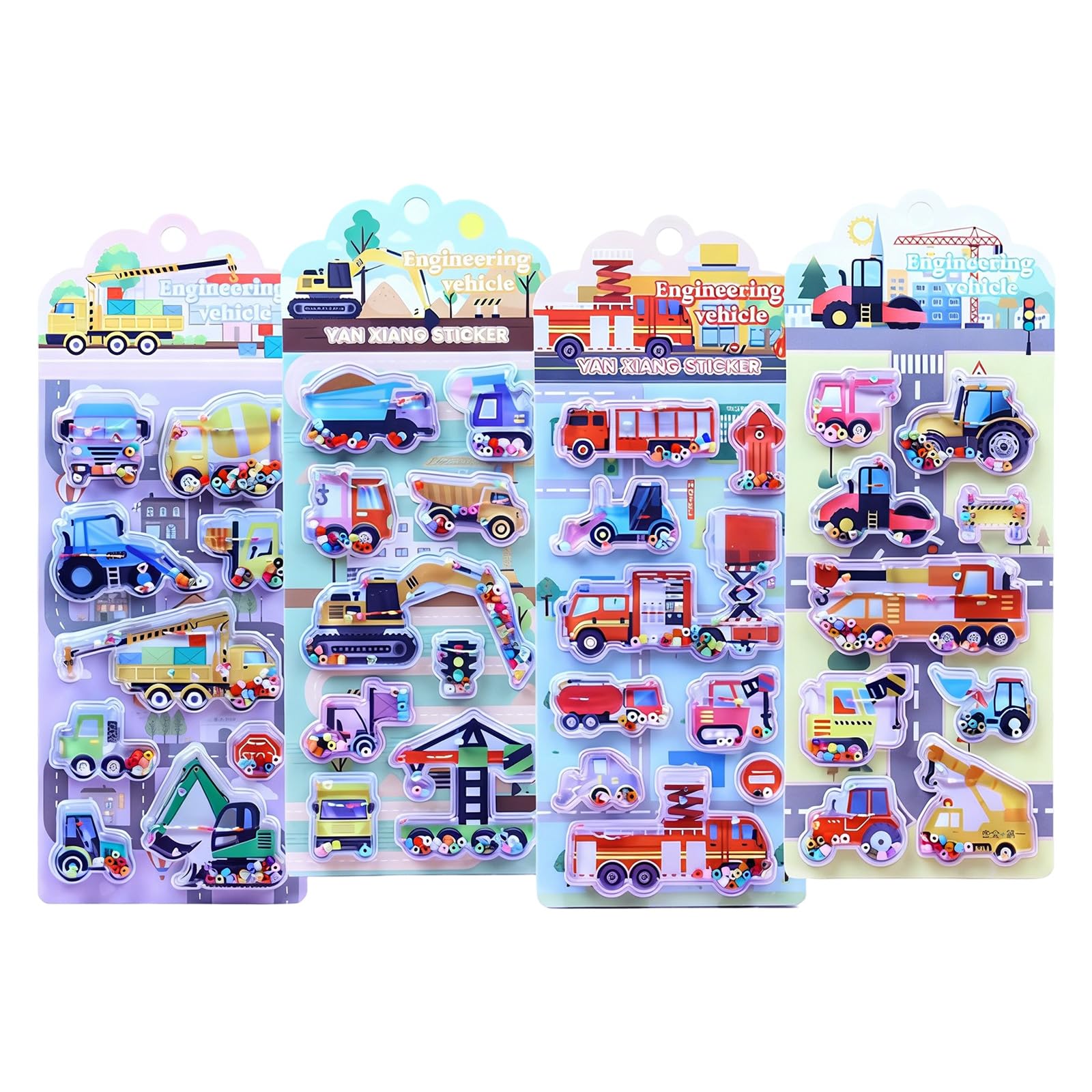 Embossed Cartoon Sticker Water Filled PVC Foam Sticker for Water Bottle Pencil Case Notebook Kids Room Wall Decoration Dynamic Label