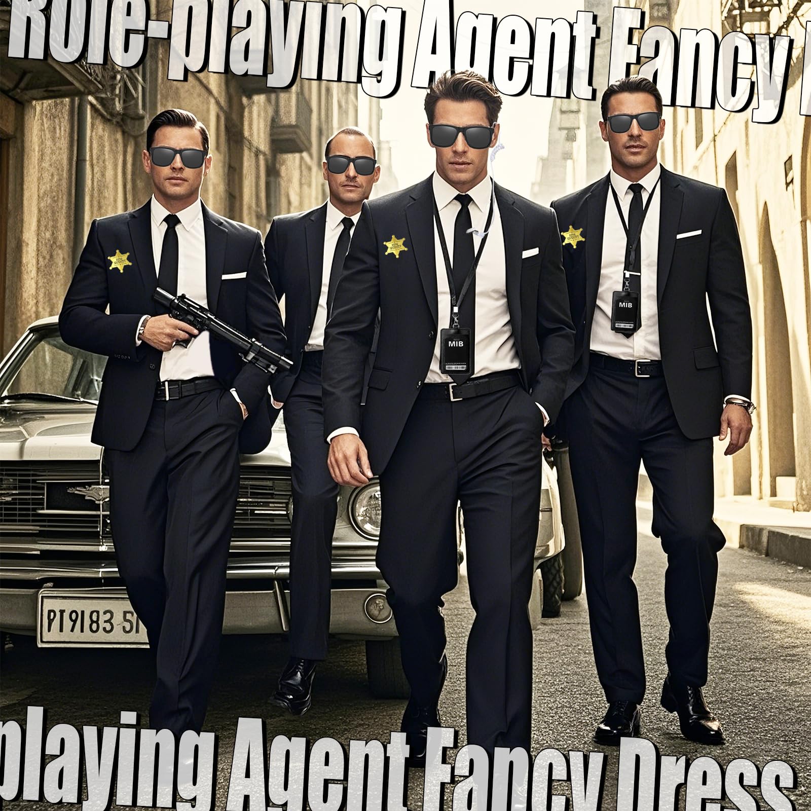 12 Pcs Duo Agent Costume Accessories Set for Women Men Secret Service Costume Cosplay Set - Image 4