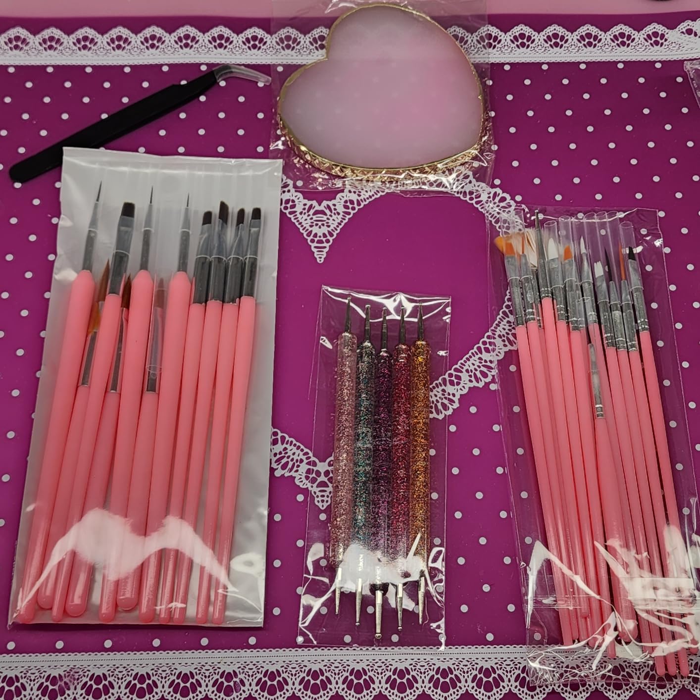 FANDAMEI 33pcs Nail Art Tools, Nail Design Tools, Nail Art Brushes, 31pcs Nail Brushes For Nail Art, Nail Brushes, Nail Dotting Tool, Nail Art Brush For Nail Design, Nail Brush Set, Nail Art Palette