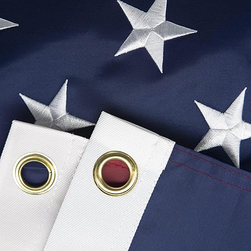 Bandera estadounidense de 12 x 18 pies, fabricada en Estados Unidos, las mejores estrellas bordadas y rayas cosidas, nailon Oxford 420D resistente,