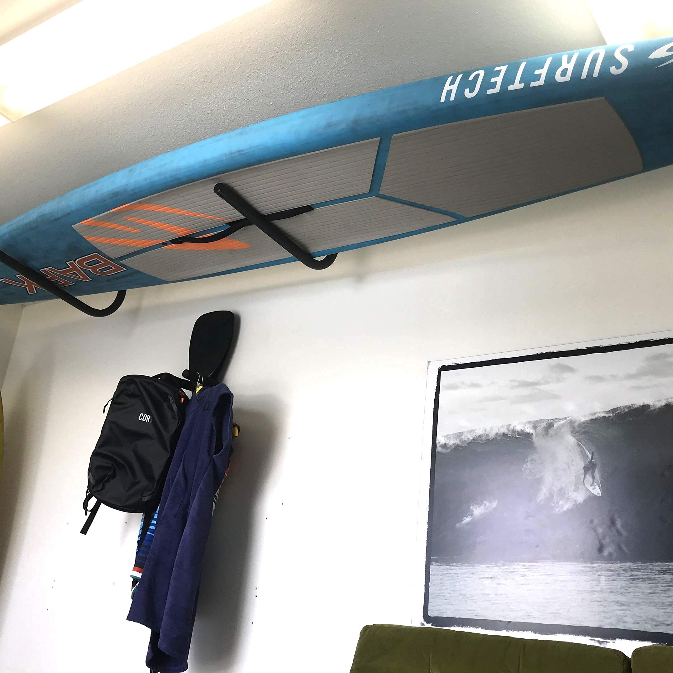 COR Surf Support de Planche à Pagaie Stand Up | Support Mural ou au Plafond pour Planche à pagaie, Planche de Surf ou Longboard