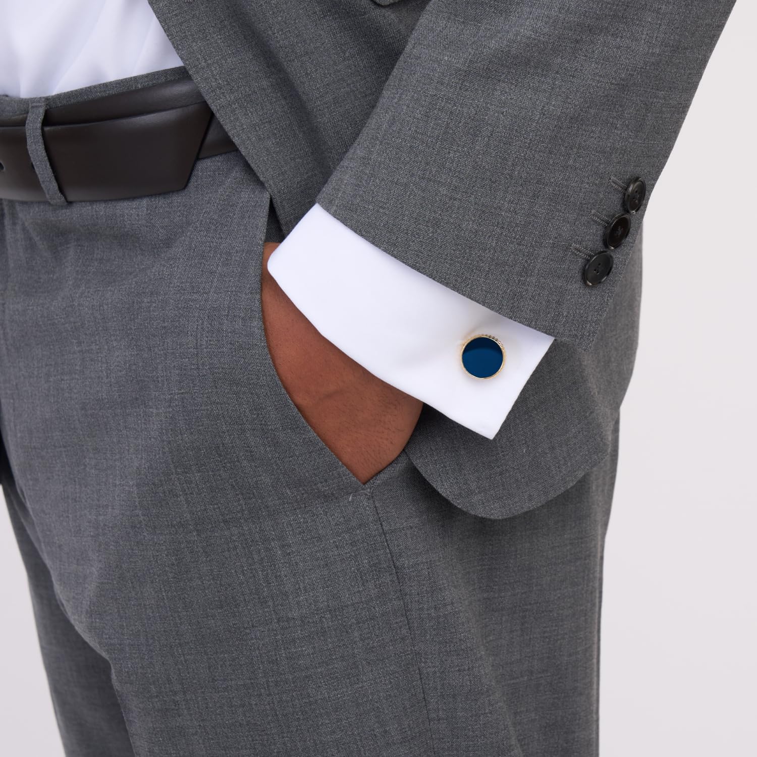 DAVIDOFF PARIS Cufflinks Manschettenknöpfe Blau - vergoldet und blau, rund, für Herren, mit Guilloche-Design - edle Herren - Hochzeits-Accessoires