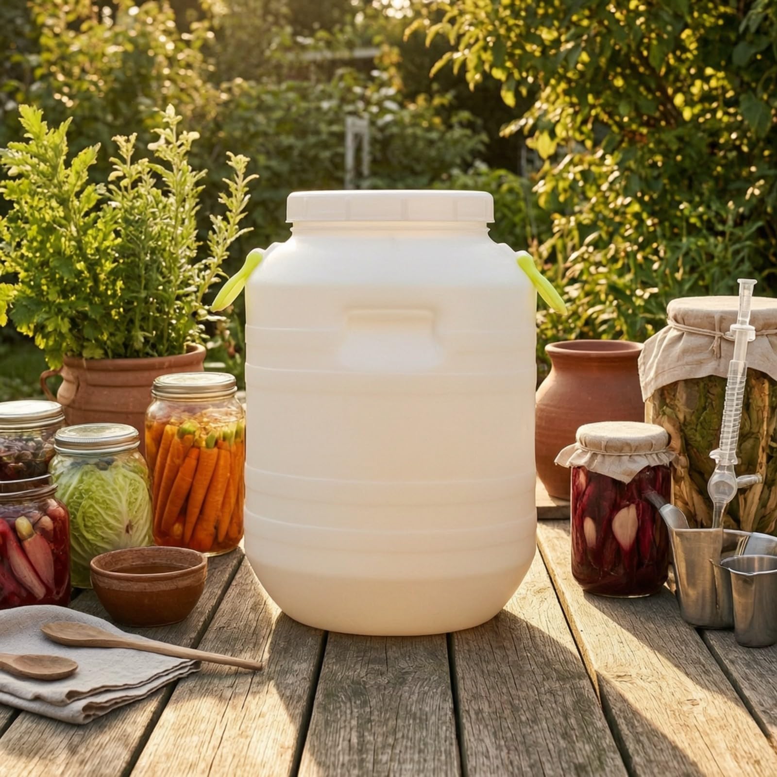 Qianly Fût Robuste | Polylent, Fût En Plastique HDPE, Récipient Fermentation En Plastique, pr Cuisine, 48 Robinet