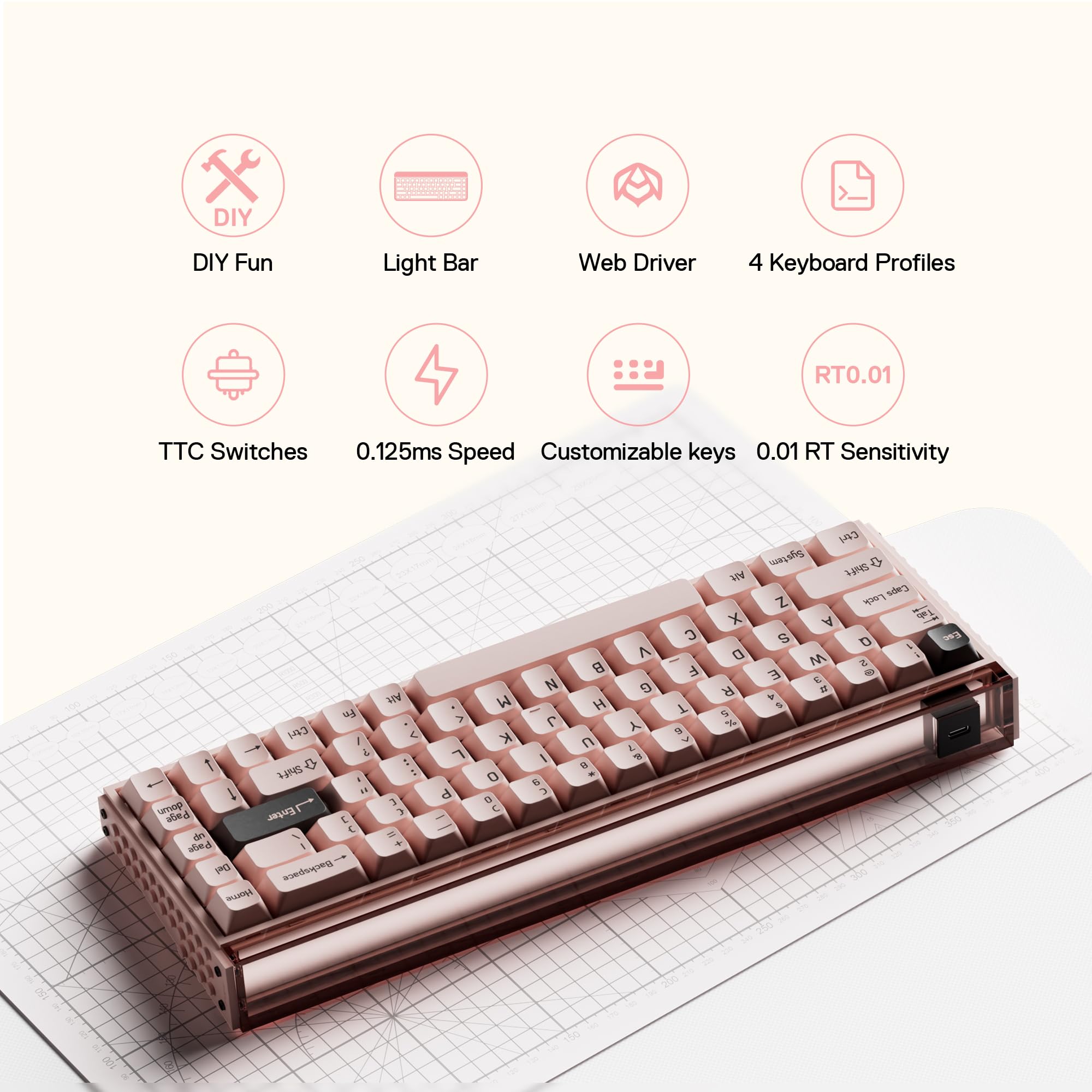 キーボード made68pro pink Amazon.com: MelGeek Magnetic Gaming Keyboard, hot swappable