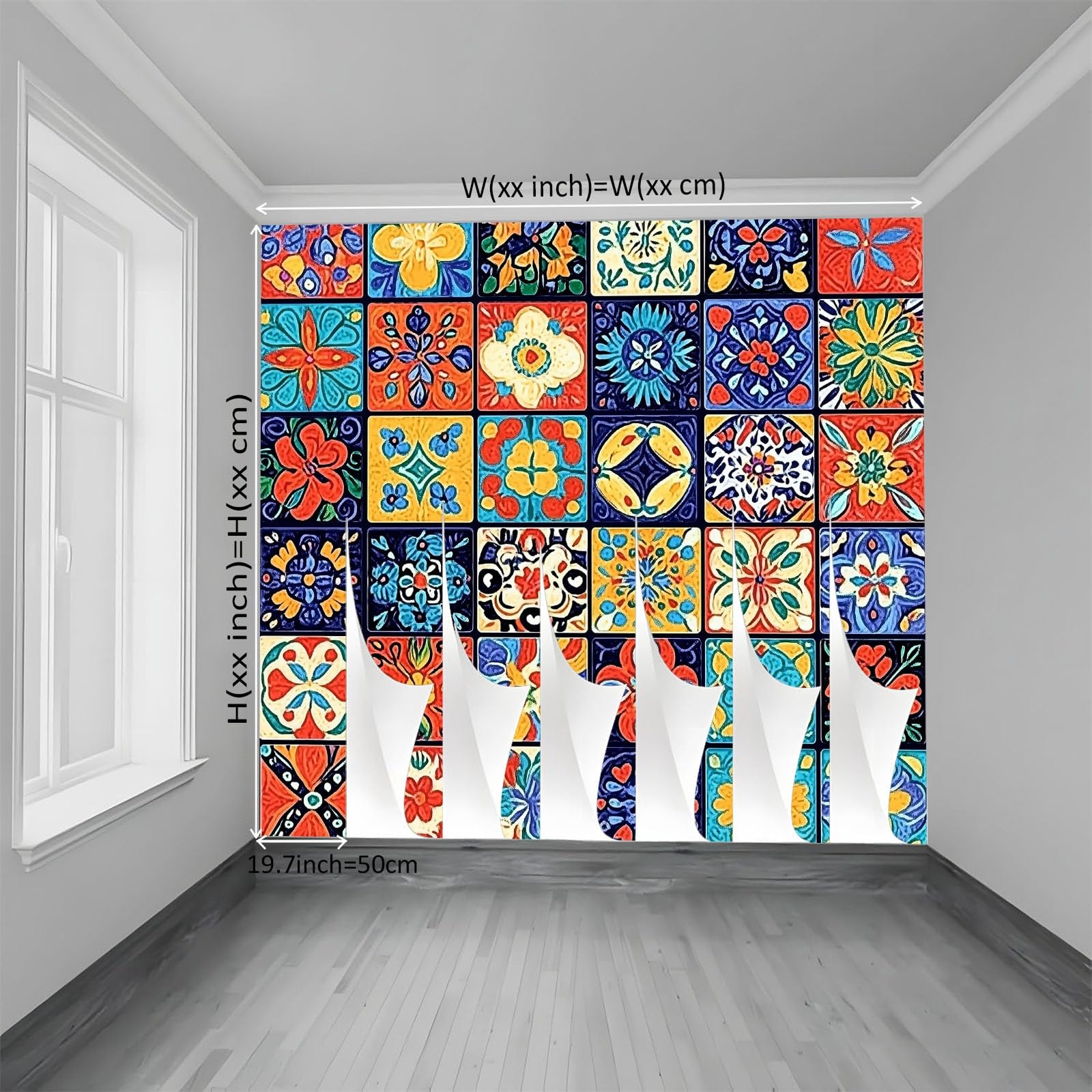 Fototapeta z włókniny, 450 x 280 cm, meksykański geometryczny wzór, tapeta do salonu, nowoczesna tapeta z włókniny, XXL, tapeta ścienna, tapeta z motywem, efekt 3D, dekoracja ścienna, kolor