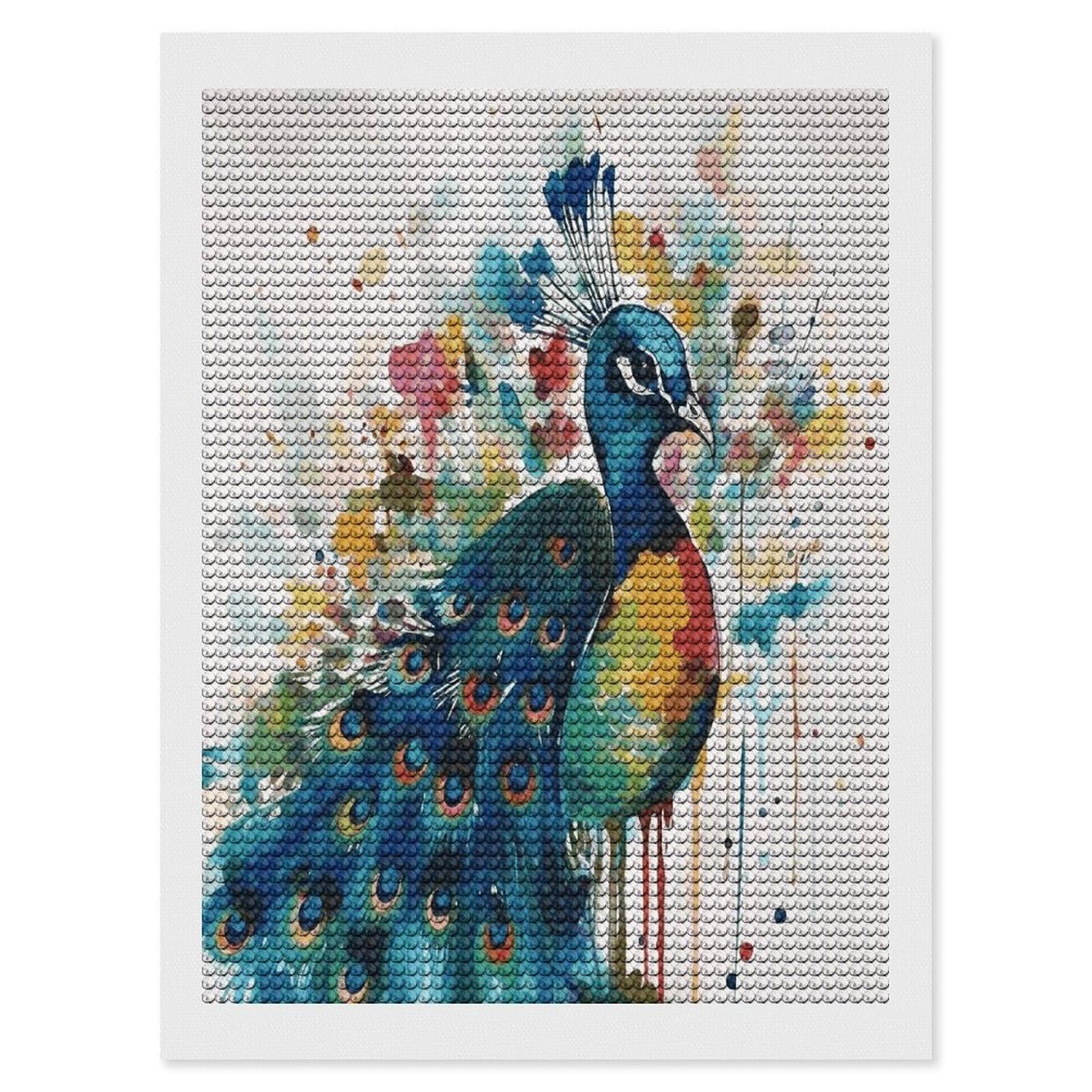 JTREHY Watercolor Peacock Diamond Art Kits Personalized DIY Round Diamond Painting Kits for Beginner Full Drill Diamonds Dots Paintings for Adults Gem Art Crafts Home Decor