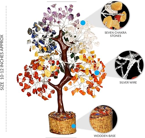 Miniatura 3 de PYOR Árbol bonsái de cristal de 7 chakras, 10-12 pulgadas, rojo, amatista, lapislázuli, cornalina, cuarzo transparente, aventurina amarilla,