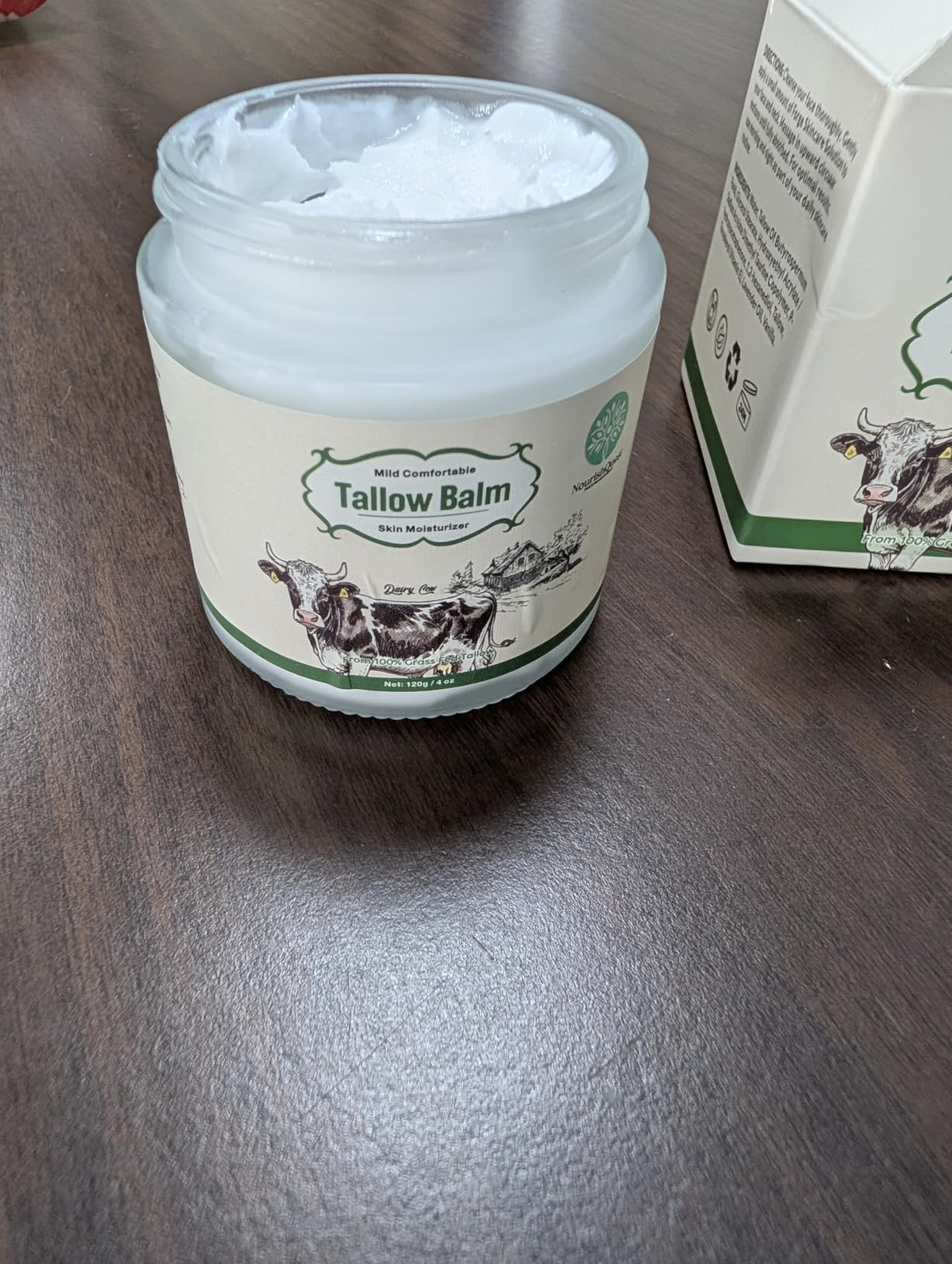 NourishQuest Whipped Beef Tallow with added Shea butter balm for the skin, moisturizer for the face and body with a subtle amount of lavender and vanilla, 4 ounces
