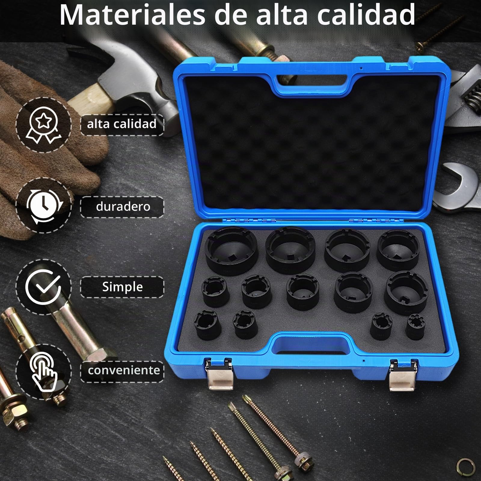 Juego De 13 Llaves Para Tuercas Ranuradas De 1/2", 18-80 mm Pasador Interno 60 Mm De Longitud Apto Para Tuercas De Seguridad KM, KML, HM, HML, HMLL (Din 981) Y Tuercas Redondas