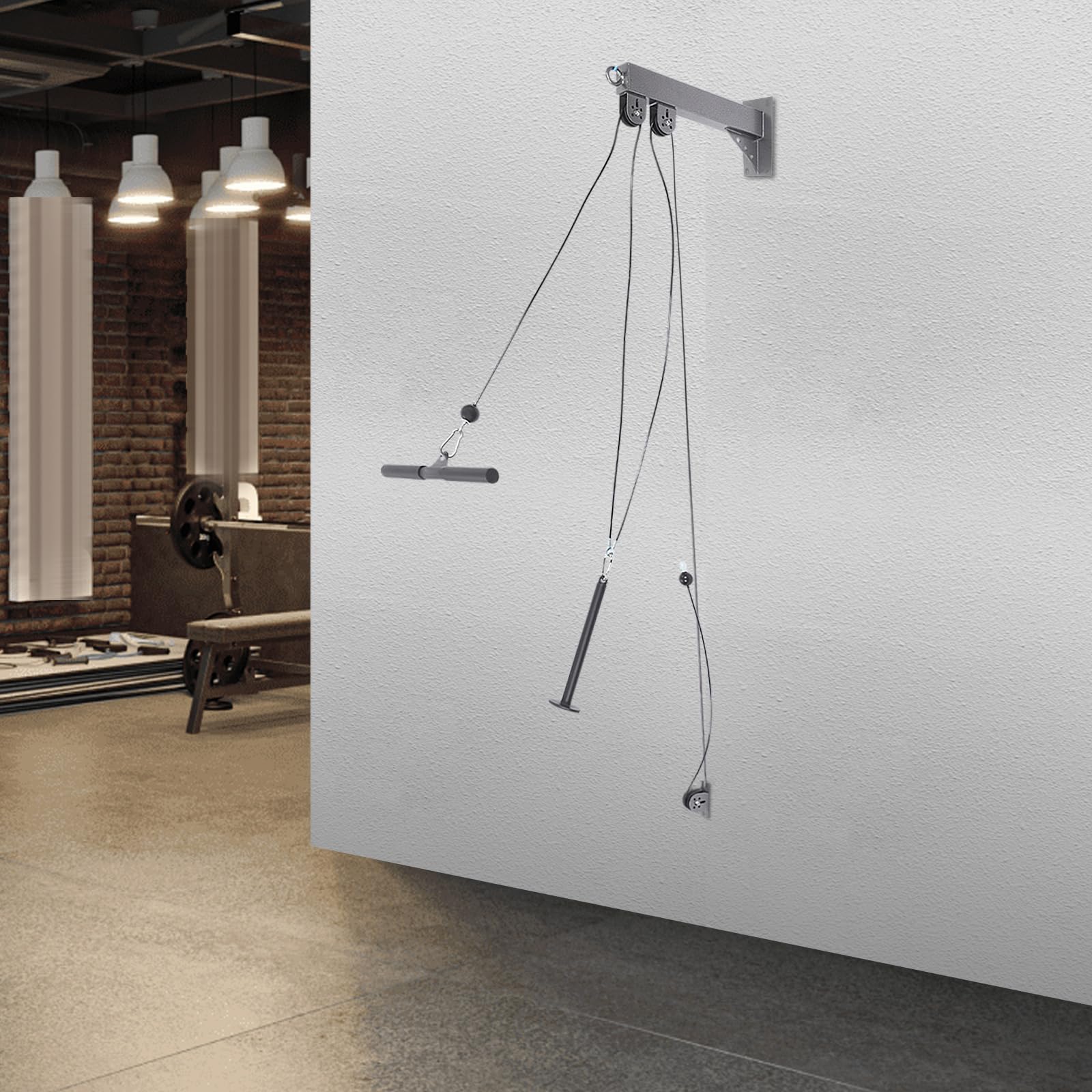 Dispositivo de tracción con cable como lat pull y cable, aparato de entrenamiento con rodillo de fitness con soporte de pared para el hogar, cable de tracción para entrenamiento de fuerza, capacidad