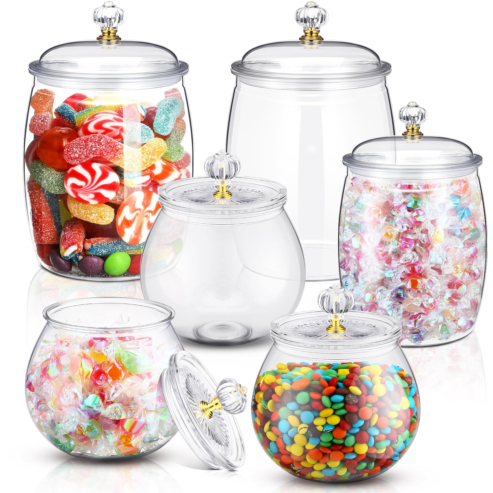 Photo 1 of Nuogo Plastic Candy Jars with Lids, 30/42/64 oz (6 Pcs)