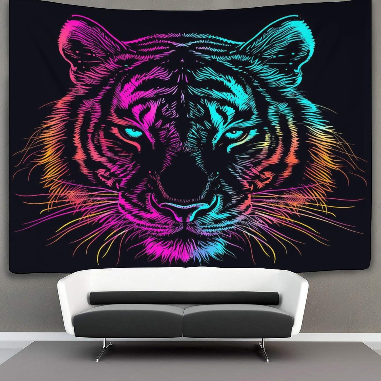 kaiyun Neon Tiger Tapestry,Animal Art Wall Hanging Decoration for Living Room Bedroom & Dorm 100cmx150cm
