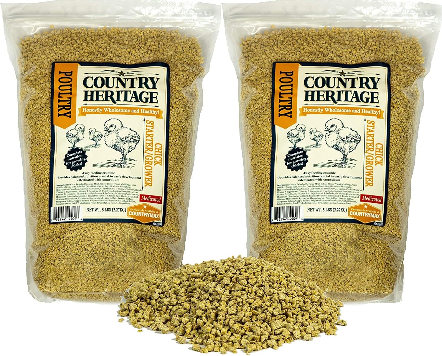 Country Heritage Chick Starter Grower Feed 50lbs - Non-Medicated Complete Nutrition Crumble for Baby Chickens Turkeys Ducks Geese, 18% Protein