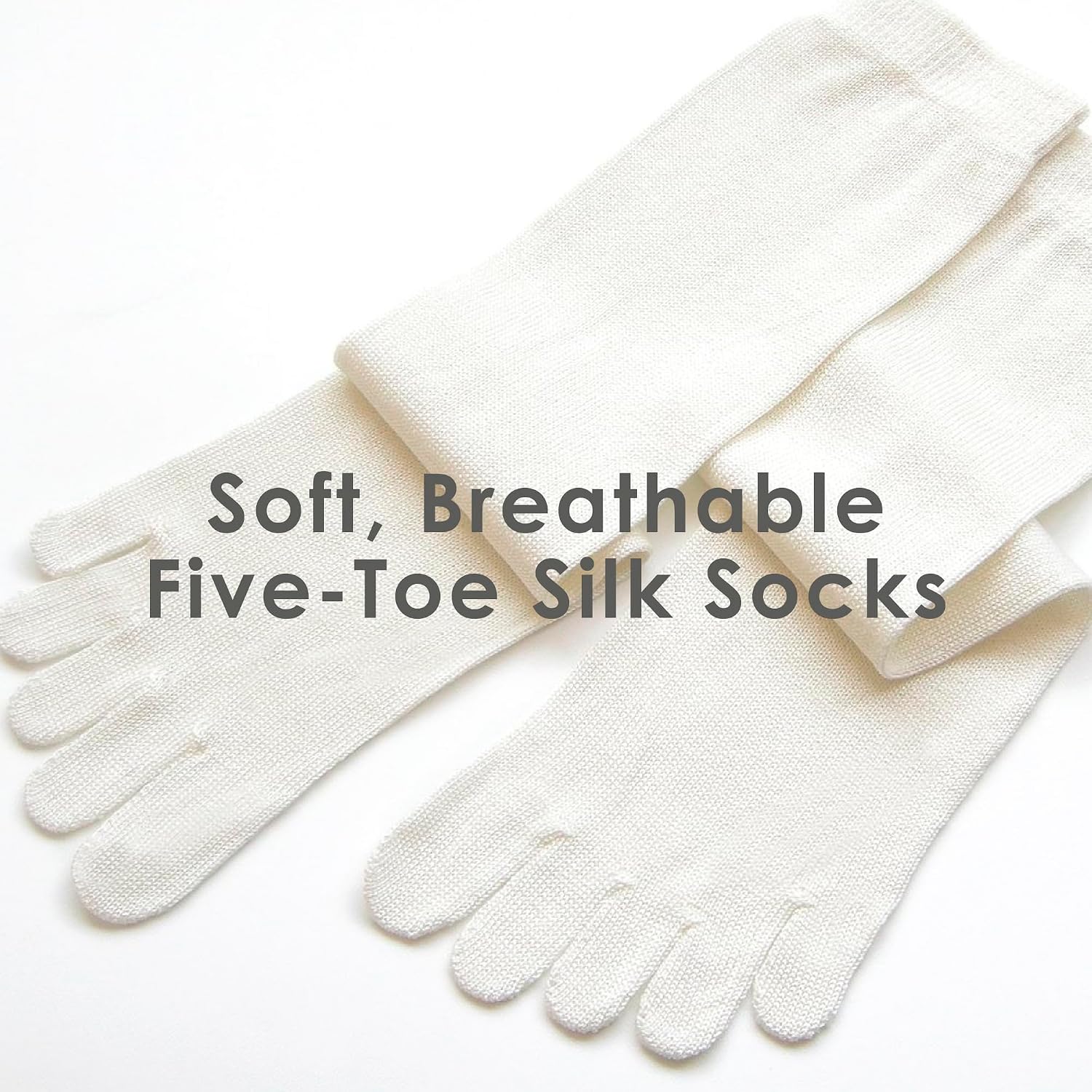 bodyhints 100% Silk Toe Socks – Soft, Breathable, Moiture-Wicking, Made in Japan