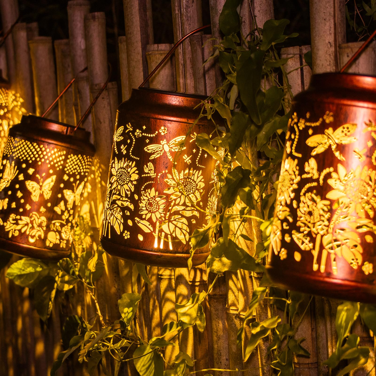 Sonnenblumen Solarlampen für Außen, wasserfeste Metall-Hängelichter für Garten, Terrasse - Perfekte Geburtstags- und Gartengeschenke für Frauen, Mütter & Großmütter