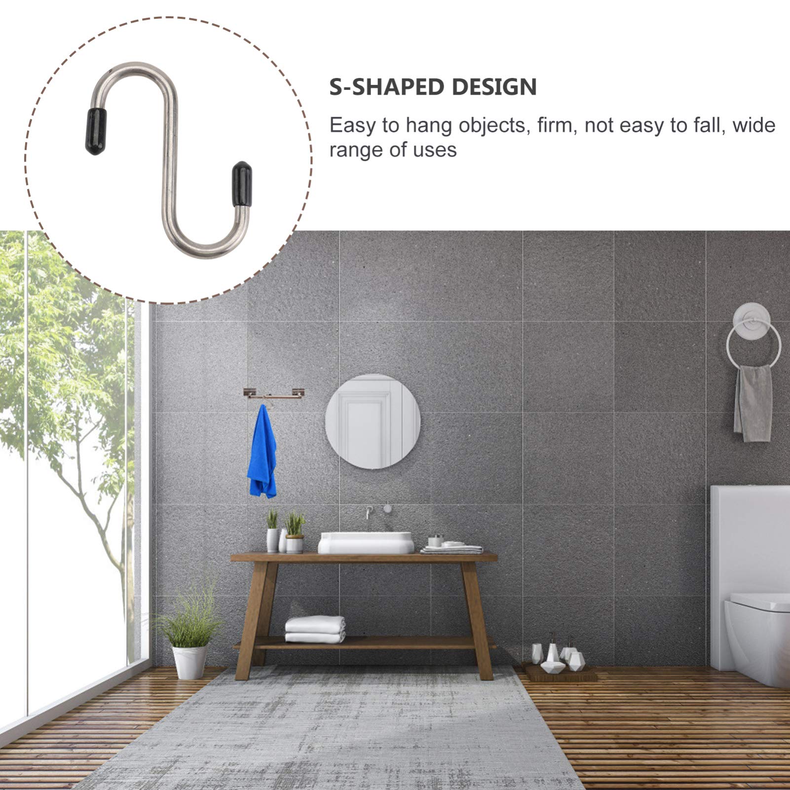 VASDEV Soporte de Pared para macetas, 10 Piezas, Ganchos en S de Acero Inoxidable, Ganchos Resistentes, Ganchos para Colgar en Forma de S, Ganchos para Utensilios de Cocina, Bolsas de rop