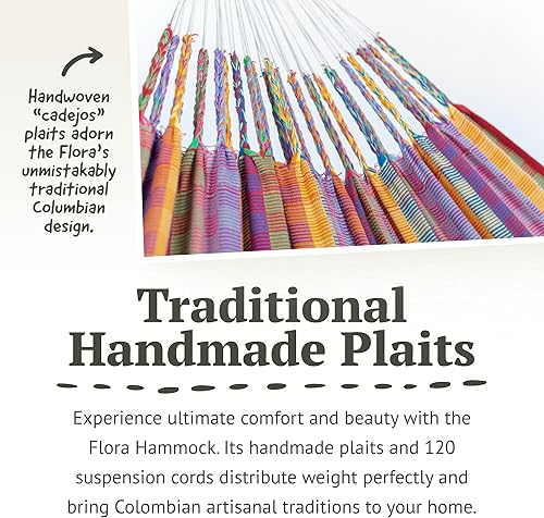 Miniatura 3 de LA SIESTA Hamaca de flora, transforma tu patio trasero o porche en un oasis de relajación, algodón ultrasuave, máximo 440 libras, hamaca familiar,