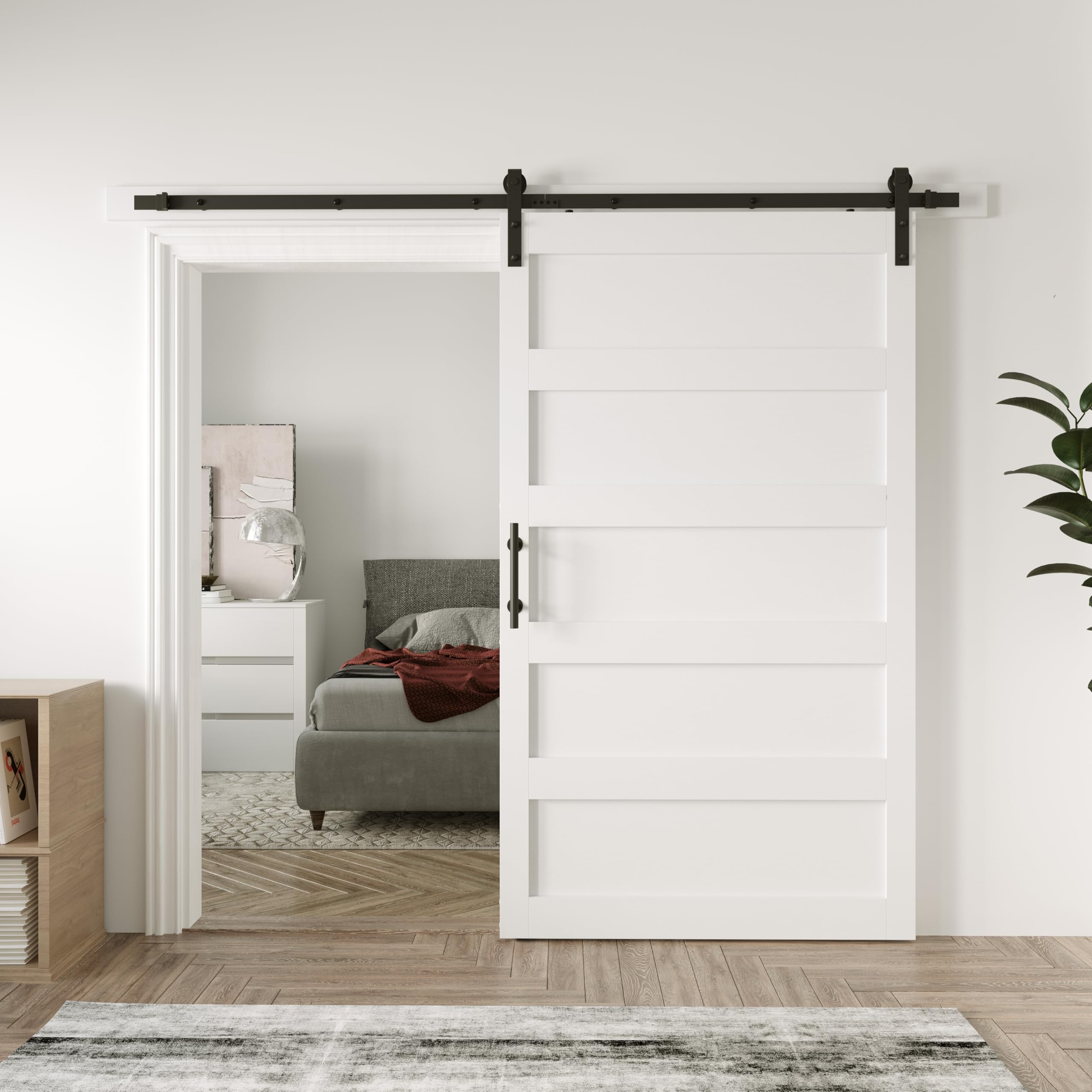 COSHOMER 48 inch white PVC sliding barn door
