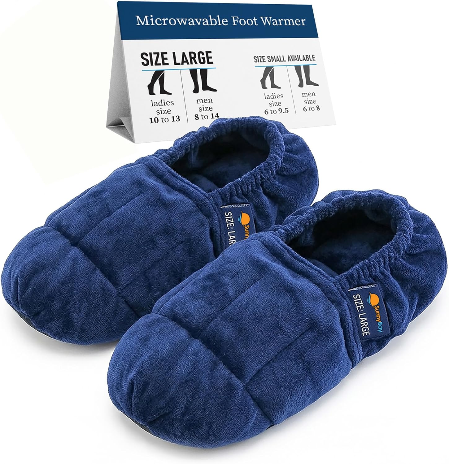 SunnyBay Microwavable Foot Warmer Slippers Size Large, Fits Ladies 10-13, Men 8-14 — Microwave Heating Pad for Feet, Moist Heat Pack, Heated Slippers, Reusable Foot Warmers for Feet, Cozy Gift