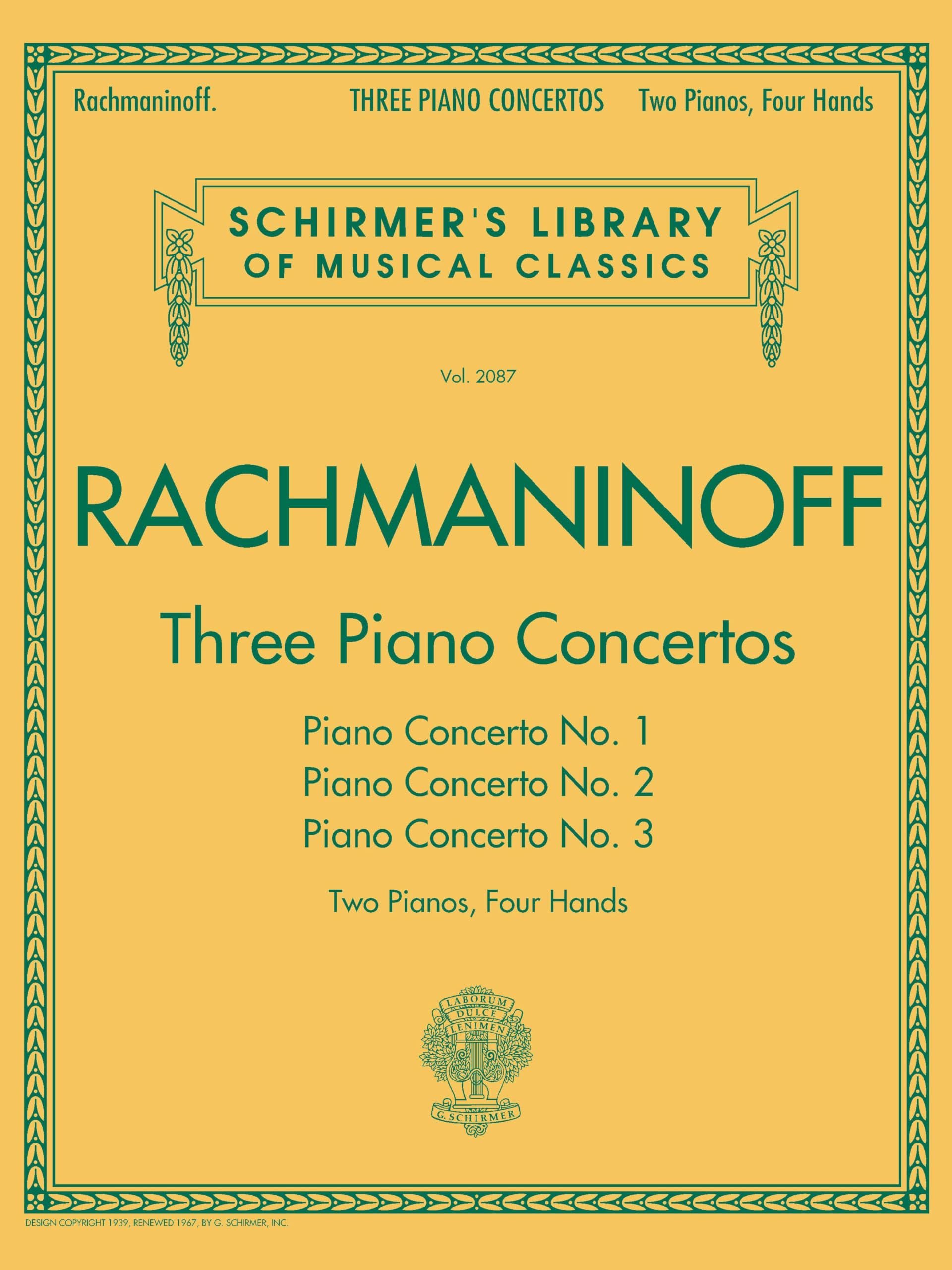 Three Piano Concertos – Rachmaninoff Sheet Music | 2 Pianos, 4 Hands | Nos. 1, 2 and 3 from Schirmer Library of Classics | Classical Piano Songbook ... Library of Musical Classics, 2087)