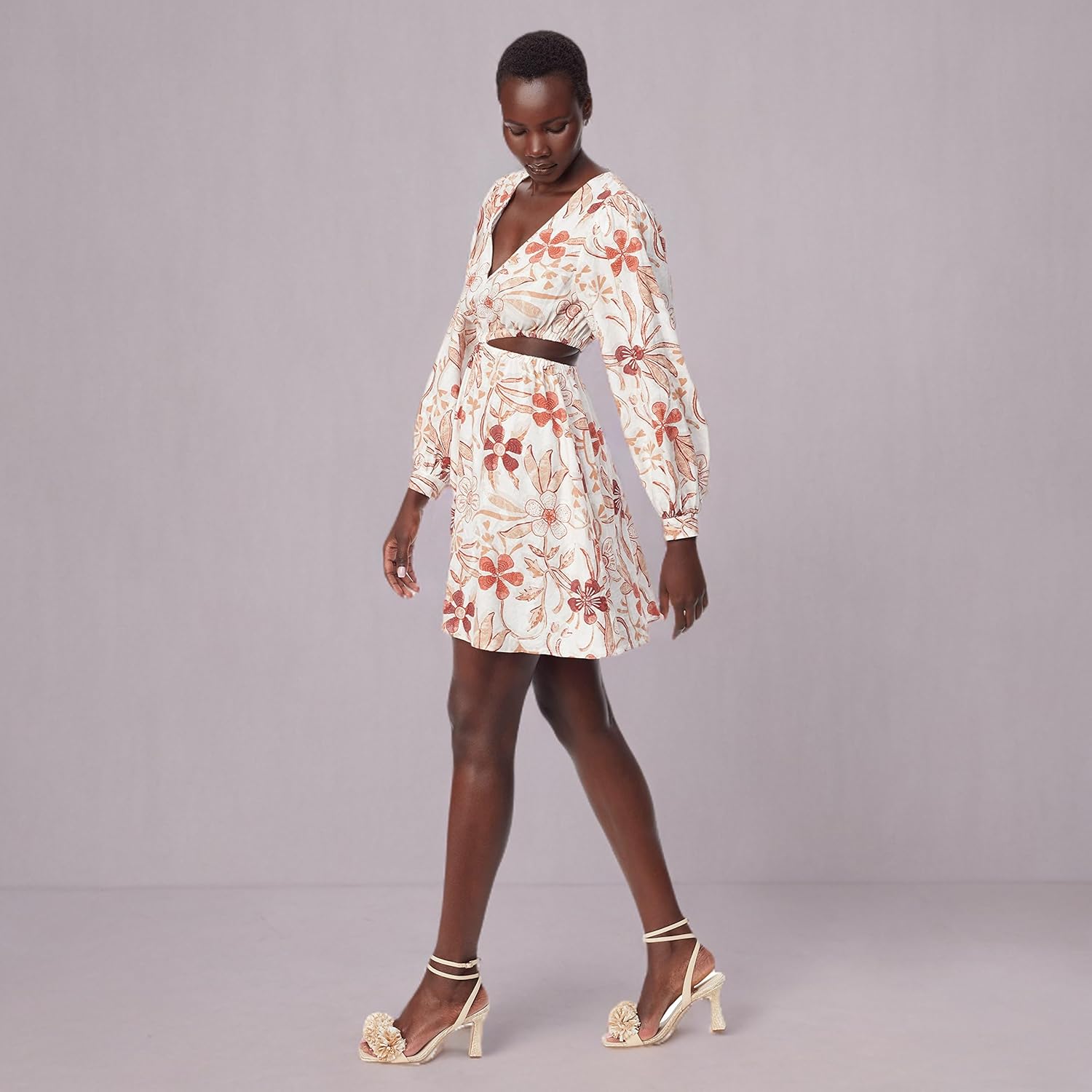 Womens Emely V-Neck Cutout Waist Dress - Image 4