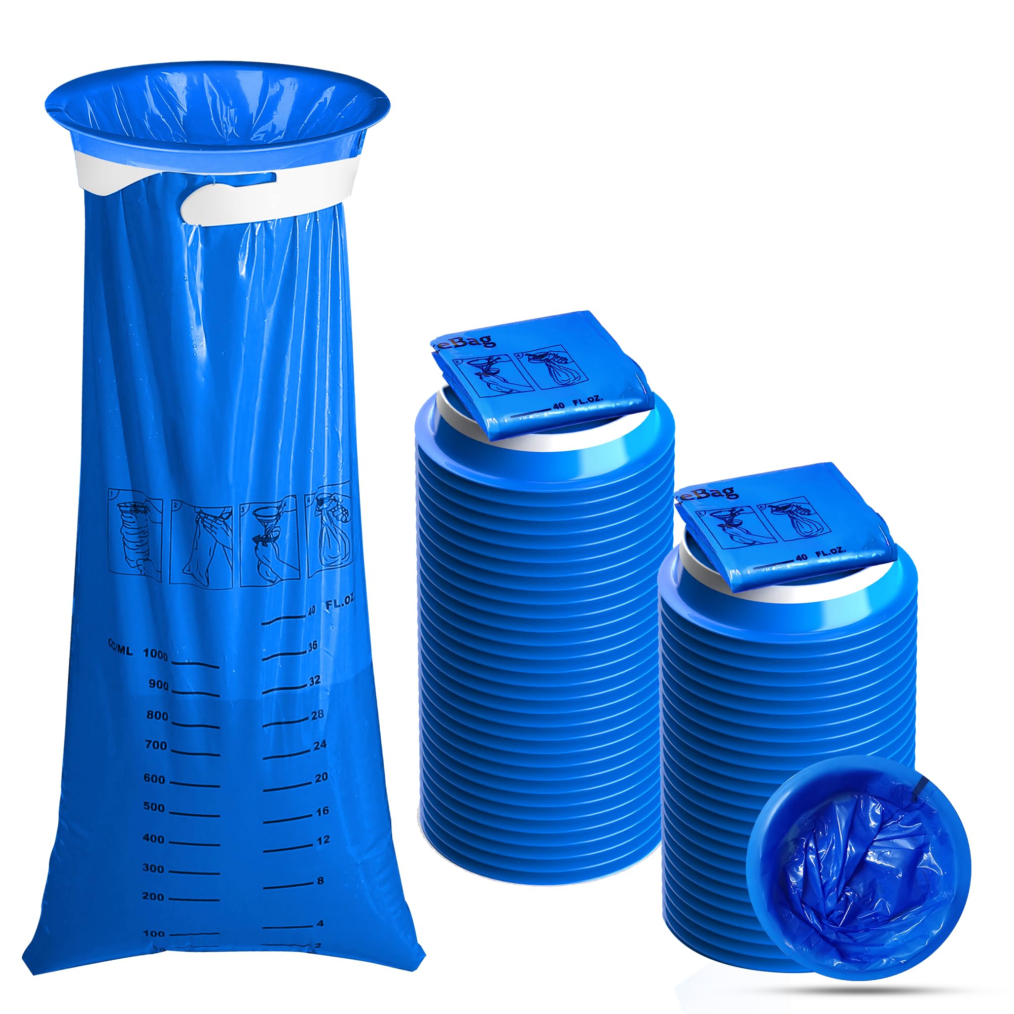 Emesis Bags Disposable for Car Kids Adult, 30 Pack Leak Resistant Vomit Bag –1000ML Medical Grade Puke Barf Throw Up Nausea Bag for Travel Motion Sickness, Blue