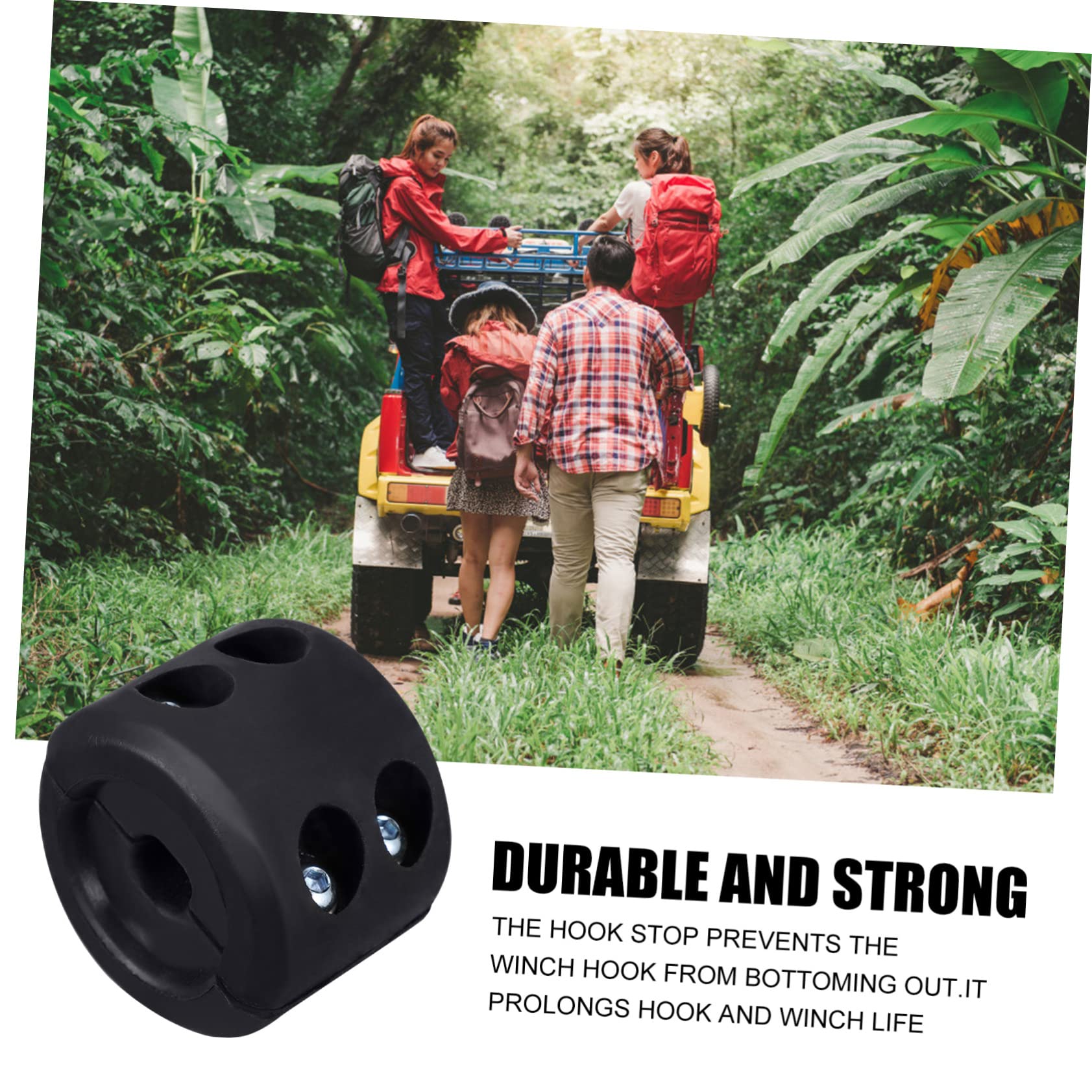 Butée de Crochet Protection Solide Prolongeant la Vie du Crochet Treuil en Caoutchouc Noir pour Câble de Treuil ATV Utv Compatible Cordes Synthétiques