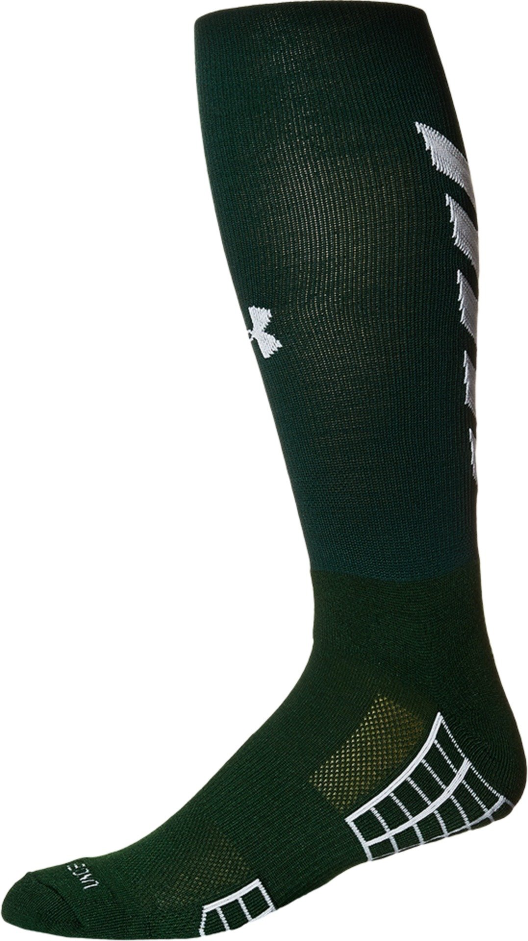 Under Armour Men's UA Striker Soccer OTC Forest Green/White Socks LG 10-13 (Men's Shoe 9-12.5)