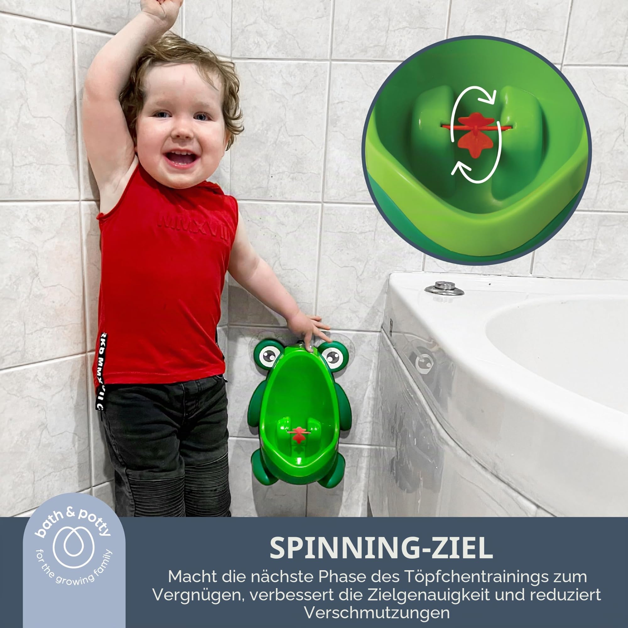 Dreambaby Pee-Pod Urinal mit drehbarem Ziel, idealer Toilettentrainer für Jungen, Grün