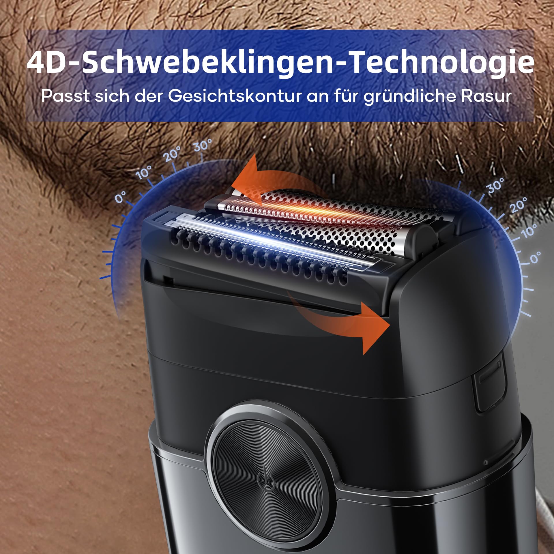 kensen Mini Foil Shaver Elektrorasierer Herren 4 Flexiblem Scherkopf USB-C Wasserdicht 120Min Trockenrasierer Tragbar
