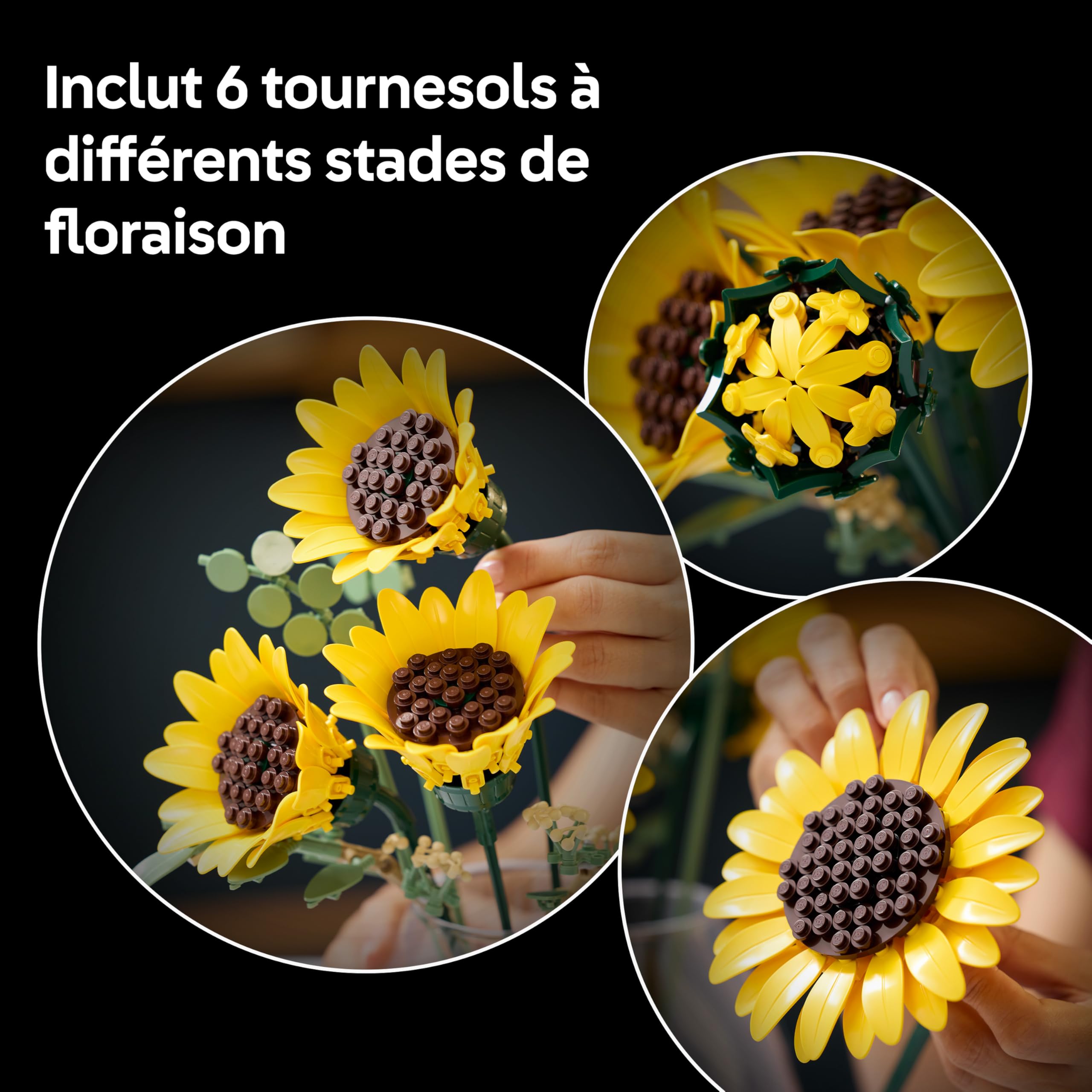 LEGO Botanicals Le Bouquet de Tournesols - Set de Fleurs Artificielles pour Adulte - Tiges d'Eucalyptus - Décoration pour Chambre ou Salon - Idée de Cadeau DIY pour Femme 11502