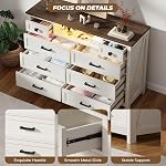BROTTAR Dresser avec miroir, Dressing blanc pour chambre, 8 Table de dressing avec tiroirs LED Miroir, Vanité de maquillage en ferme, Bureau Vanity avec commode pour chambre, Chambre pour enfants