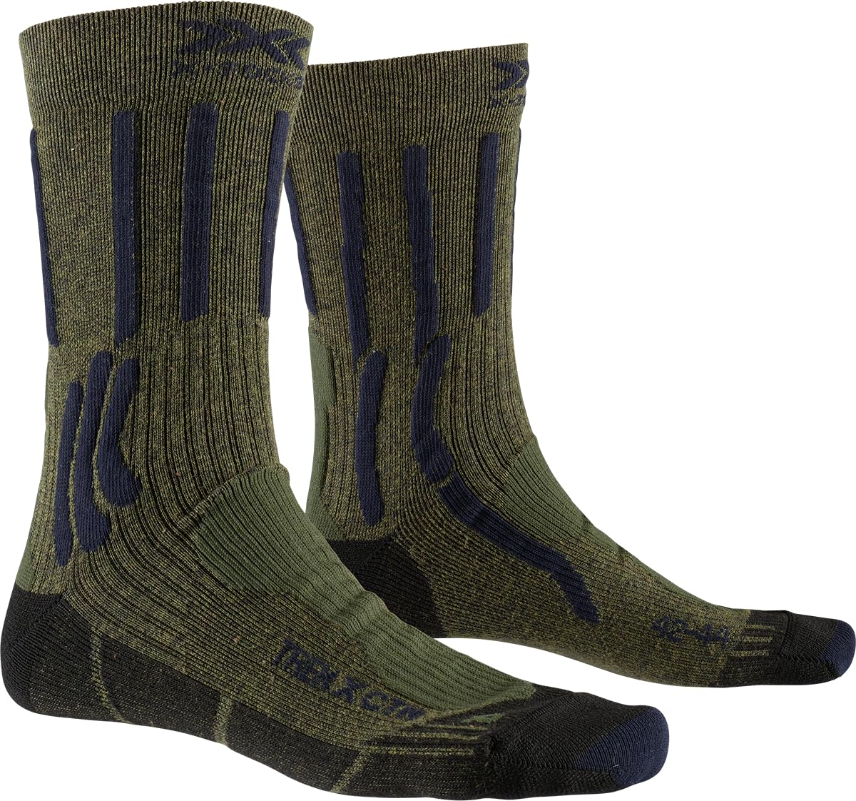 X-Socks Men Trek x Cotton Socks - Forest Green/Midnight Blue, Size: 35-38