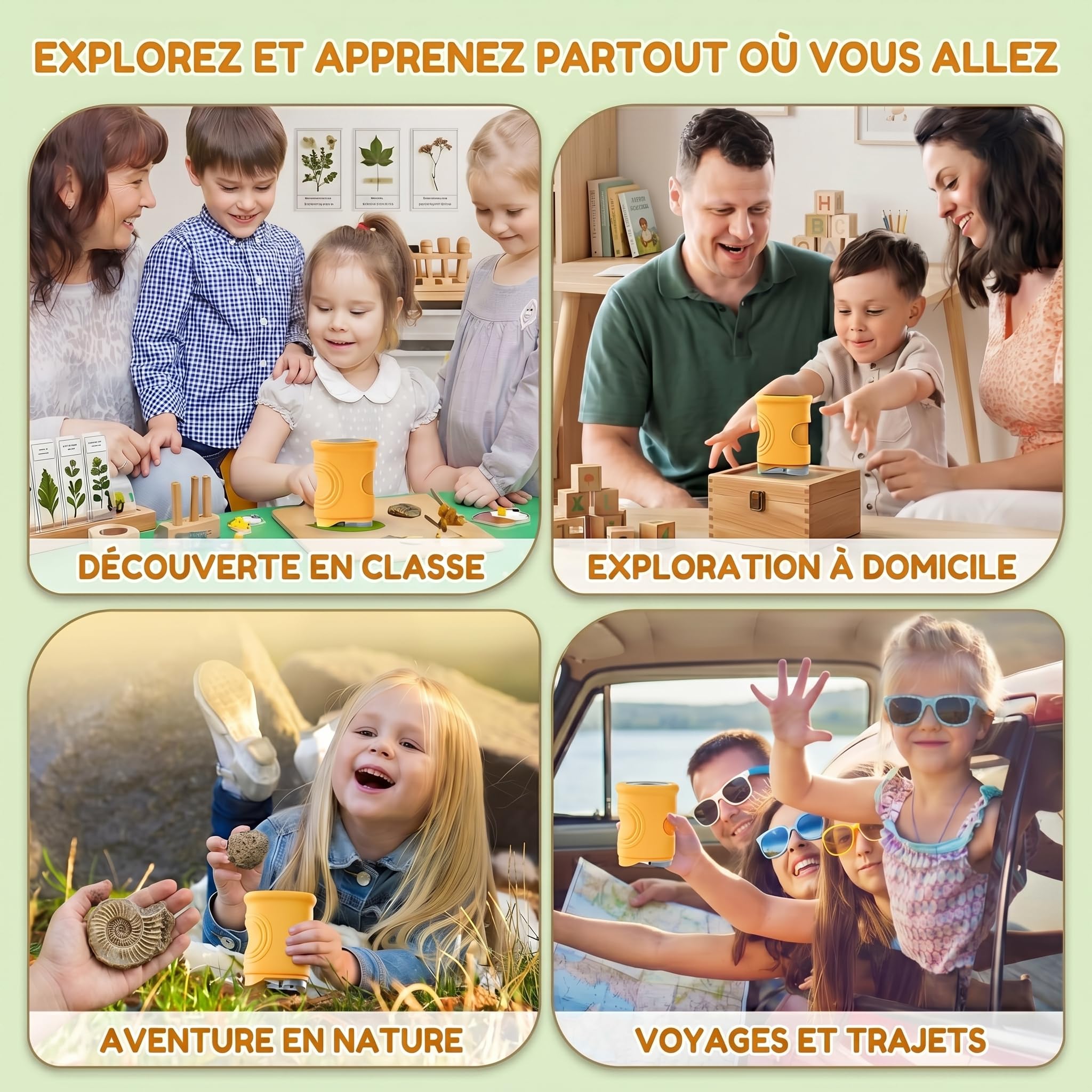Microscope Enfant, Numérique 4K avec Écran HD 2,4" et Zoom 1000X, Loupe Électronique Portable 8 LED USB Photo Vidéo, Jouet Éducatif STEM Nature, Cadeau Anniversaire Noël Garçon Fille 3-12 Ans