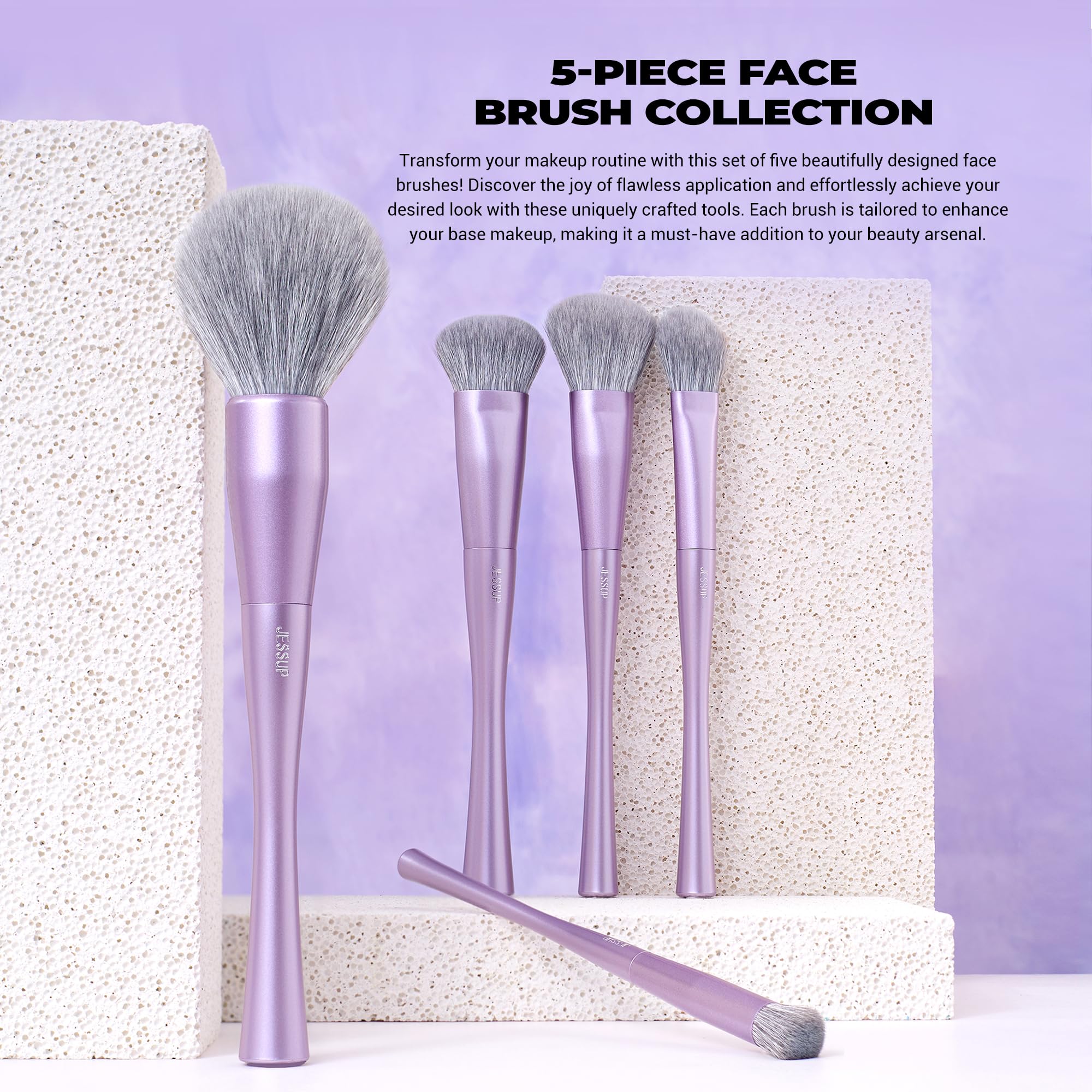 Jessup Makeup Brushes Set Professional 14pcs Vegan Make Up Brushes - Image 3