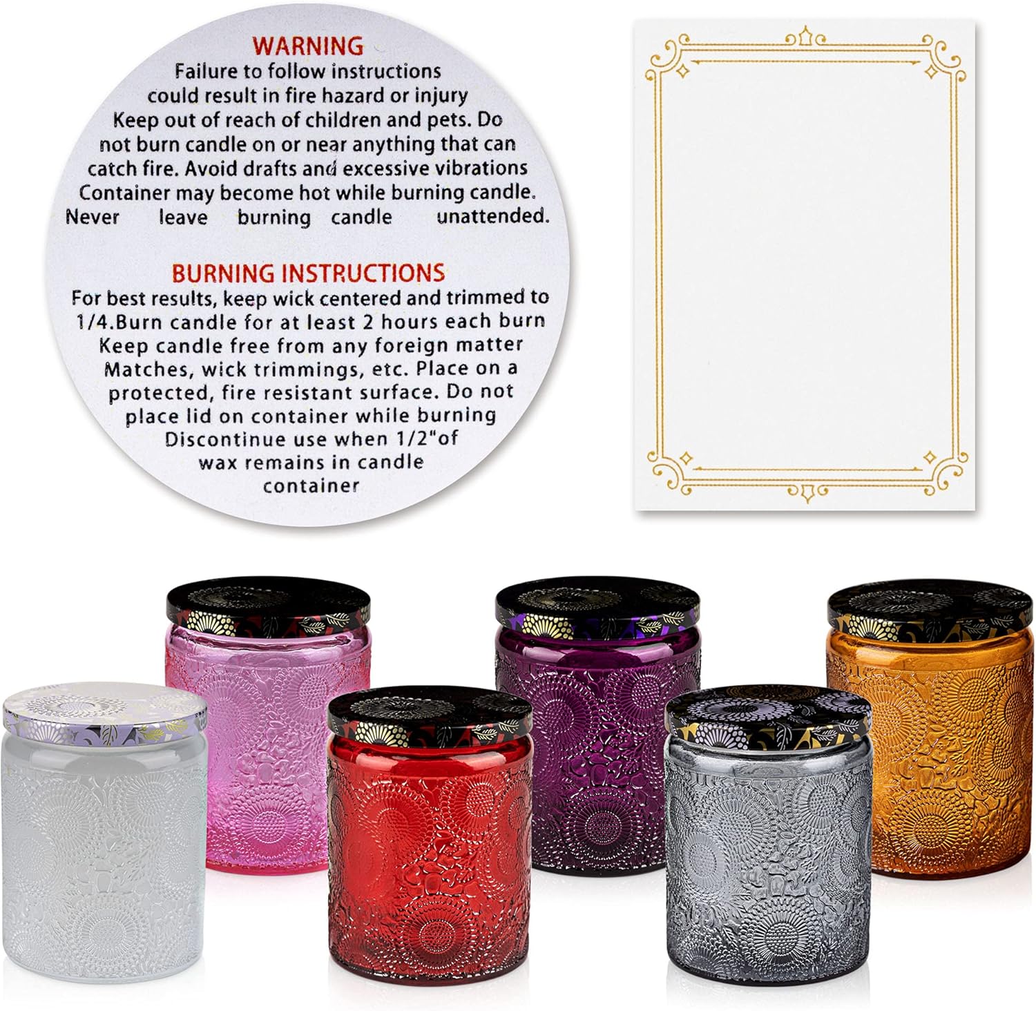 photo How To Recycle Glass Candle Jars set of 12 embossed glass candle jars containers with tin lids candle warning labels 6 colors 8 oz recyclable candle jar for candle making storage